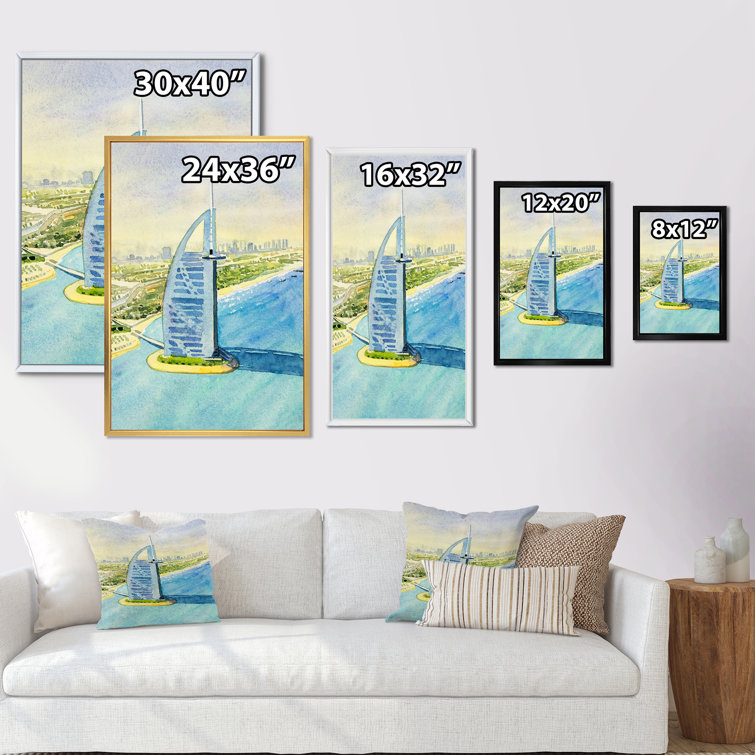 Highland Dunes Dubai Hotel Pastal Painting Framed On Canvas Painting Wayfair Canada